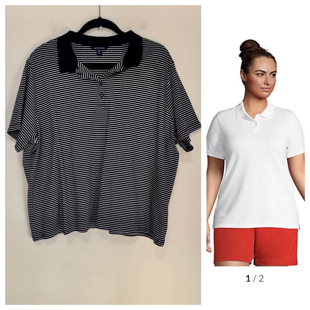Lands' End Striped Cotton Polo Shirt